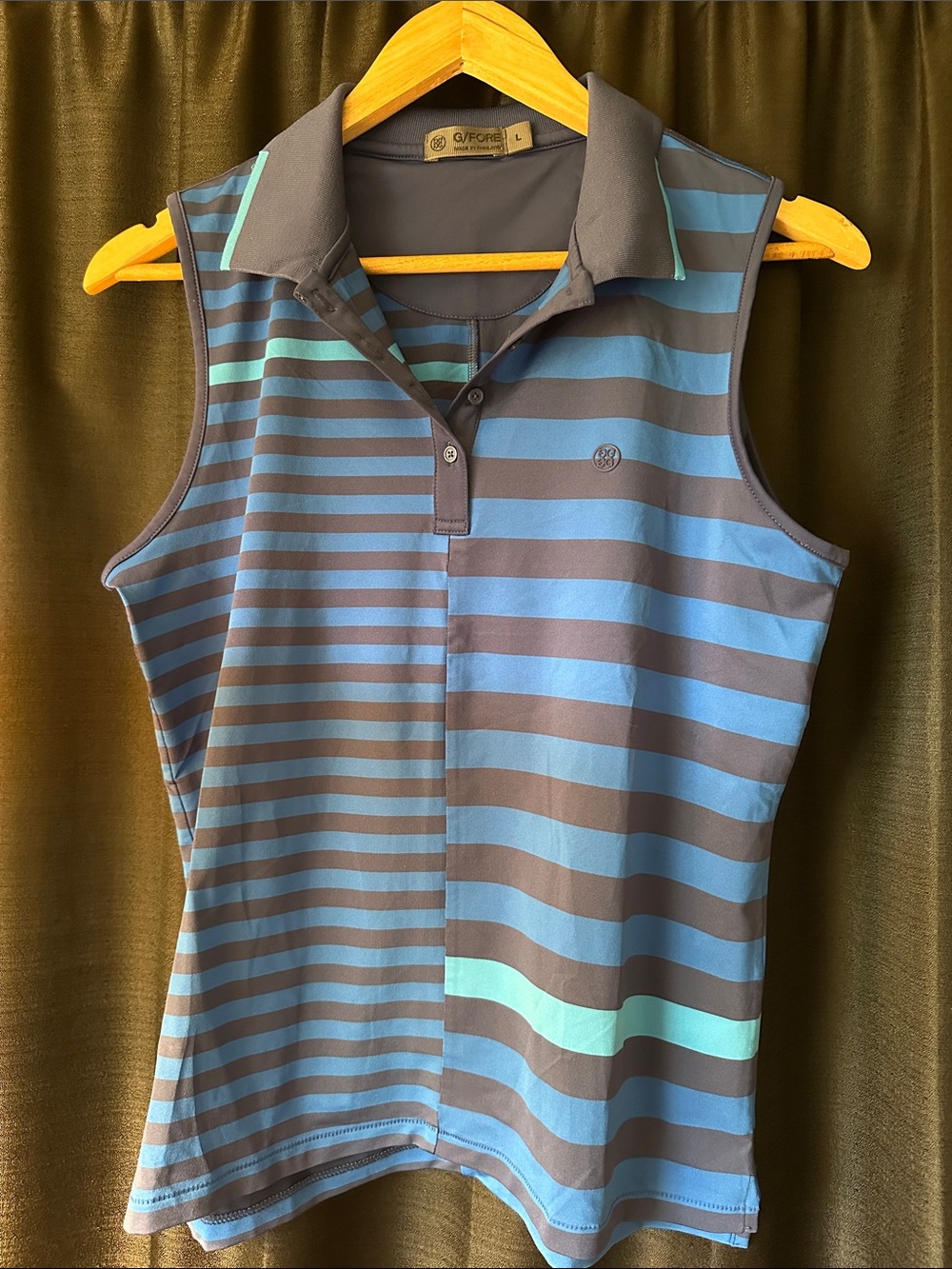 G/FORE Sleeveless Striped Golf Polo in Blue, dark blue and Teal